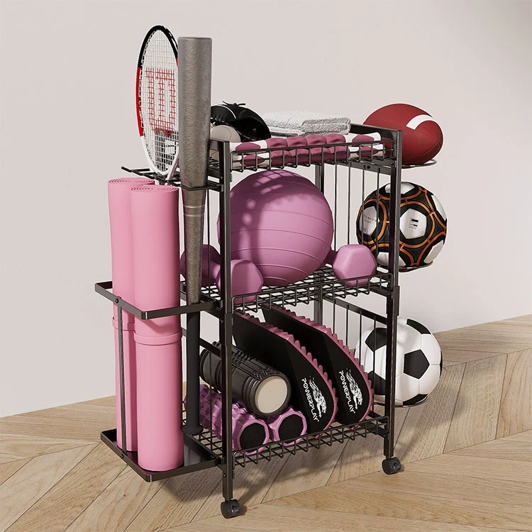 Rak Penyimpanan Tikar Yoga Logam Berdiri Lantai